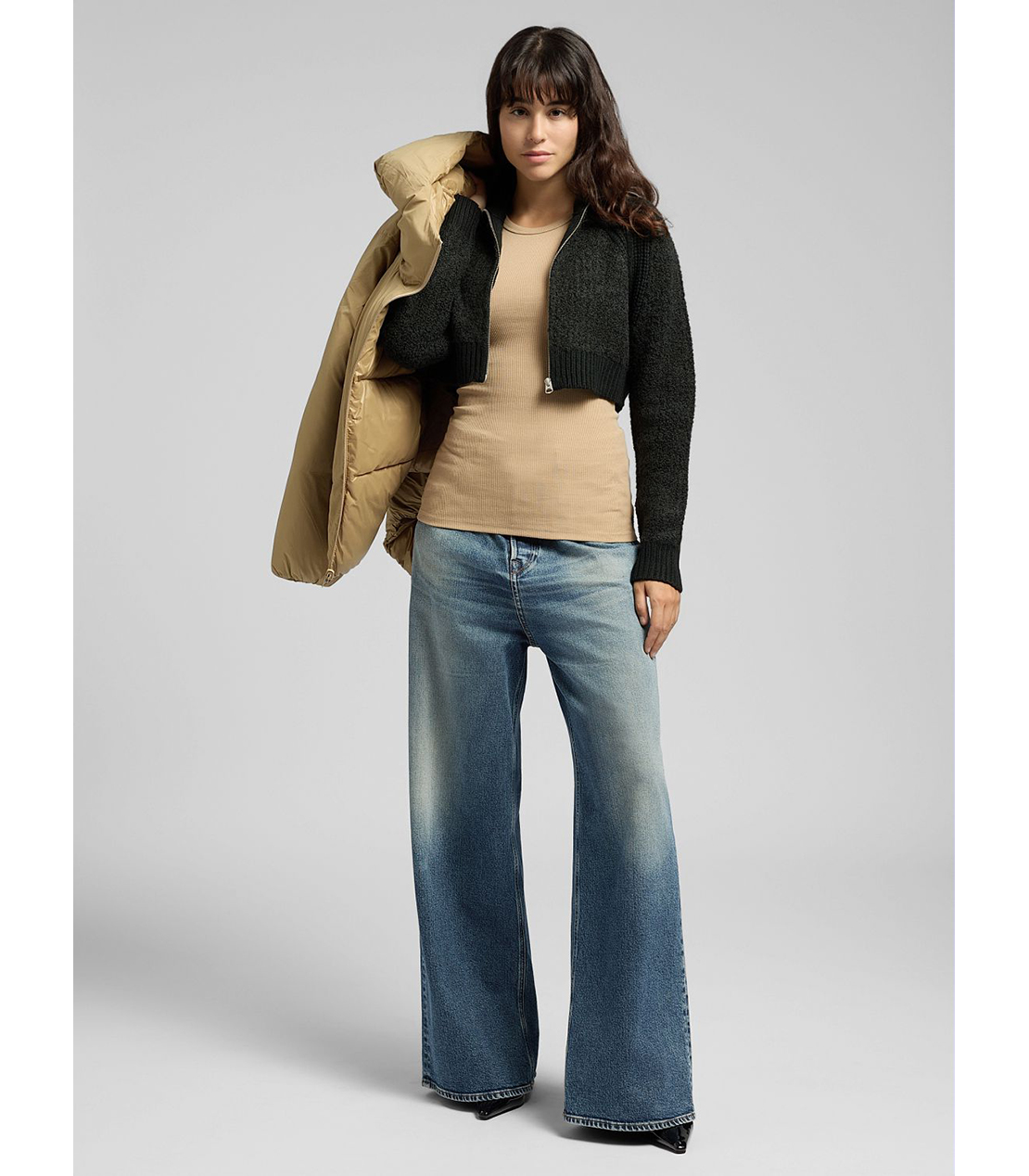 クロップドジップセーター 詳細画像 ブラック 2